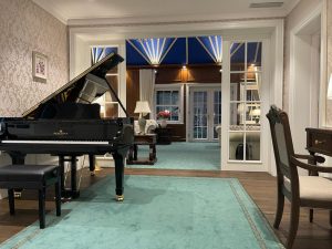 Custom Ulster rug and carpet in Piano room