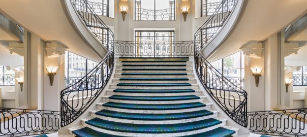 Grand Escalier Patrimonial at Printemps Haussmann with bespoke Axminster carpets from Ulster Carpets. Photography by Romain Ricard