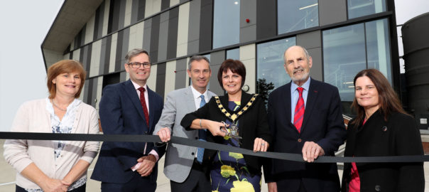 (left to right) Mary Montgomery, John Wilson, Nick Coburn, Ulster Carpets Group Managing Director and Deputy Chairman, Lord Mayor of Armagh City, Banbridge and Craigavon Borough Council, Councillor Julie Flaherty, Edward Wilson, Ulster Carpets Group Chairman, and Caroline Somerville pictured at the officially opening of Ulster Carpets’ state of the art Dyehouse and Energy Centre.