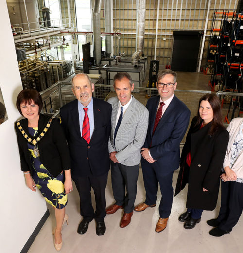 (left to right) Lord Mayor of Armagh City, Banbridge and Craigavon Borough Council, Councillor Julie Flaherty, Edward Wilson, Ulster Carpets Group Chairman, Nick Coburn, Ulster Carpets Group Managing Director and Deputy Chairman, John Wilson, Caroline Somerville and Mary Montgomery pictured at the officially opening of Ulster Carpets’ state of the art Dyehouse and Energy Centre.