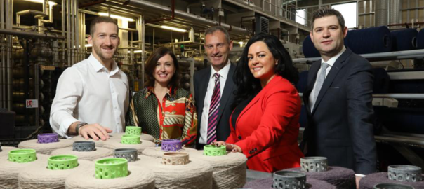 Pictured at the Ulster Carpets Dye House and Energy Centre are (L-R): Eddie Ruddell (Ulster Carpets); Neasa Quigley (Carson McDowell); Nick Coburn (Ulster Carpets); Natasha Sayee (SONI) and Chris Morrow (NI Chamber).