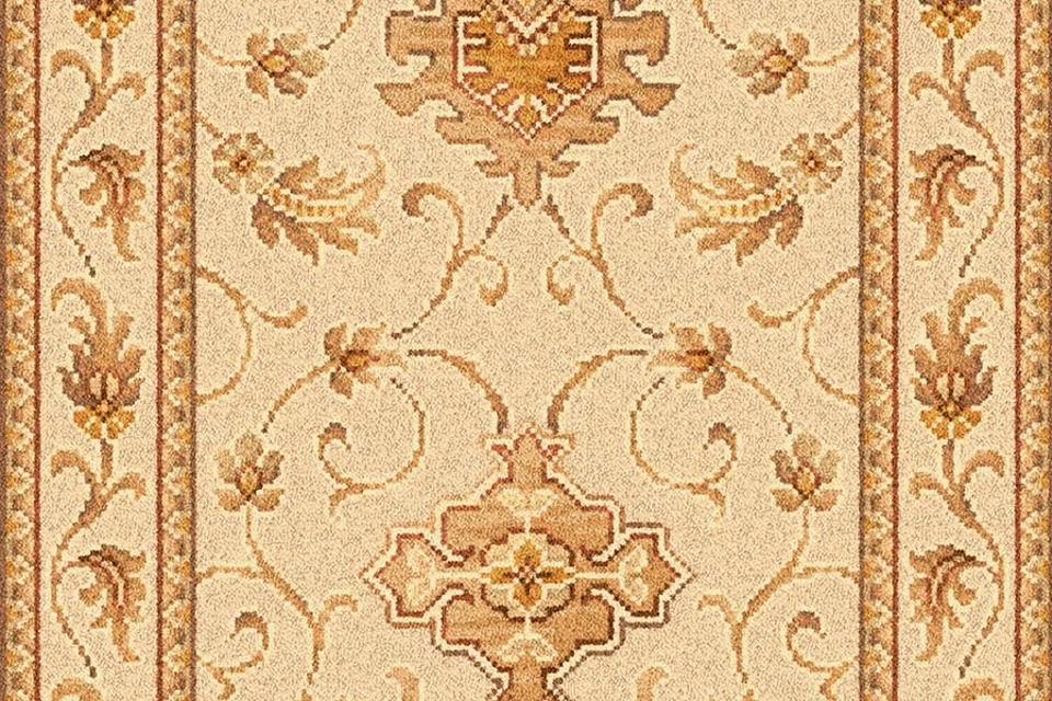 A swatch of Anatolia Runner Lotus from Ulster Carpets