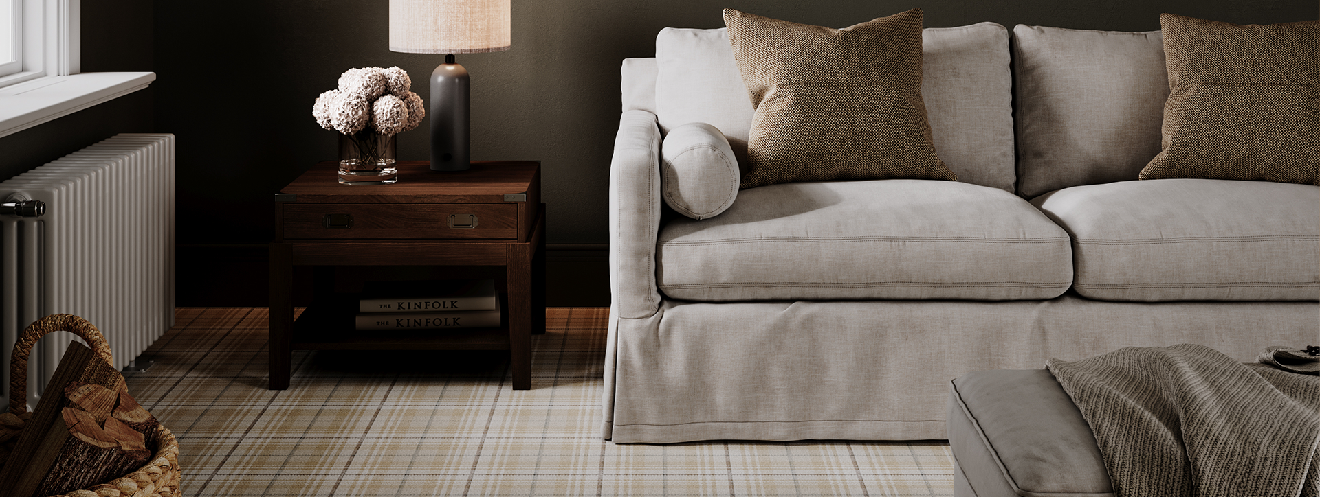 Sofa with Beaumont style and side table.