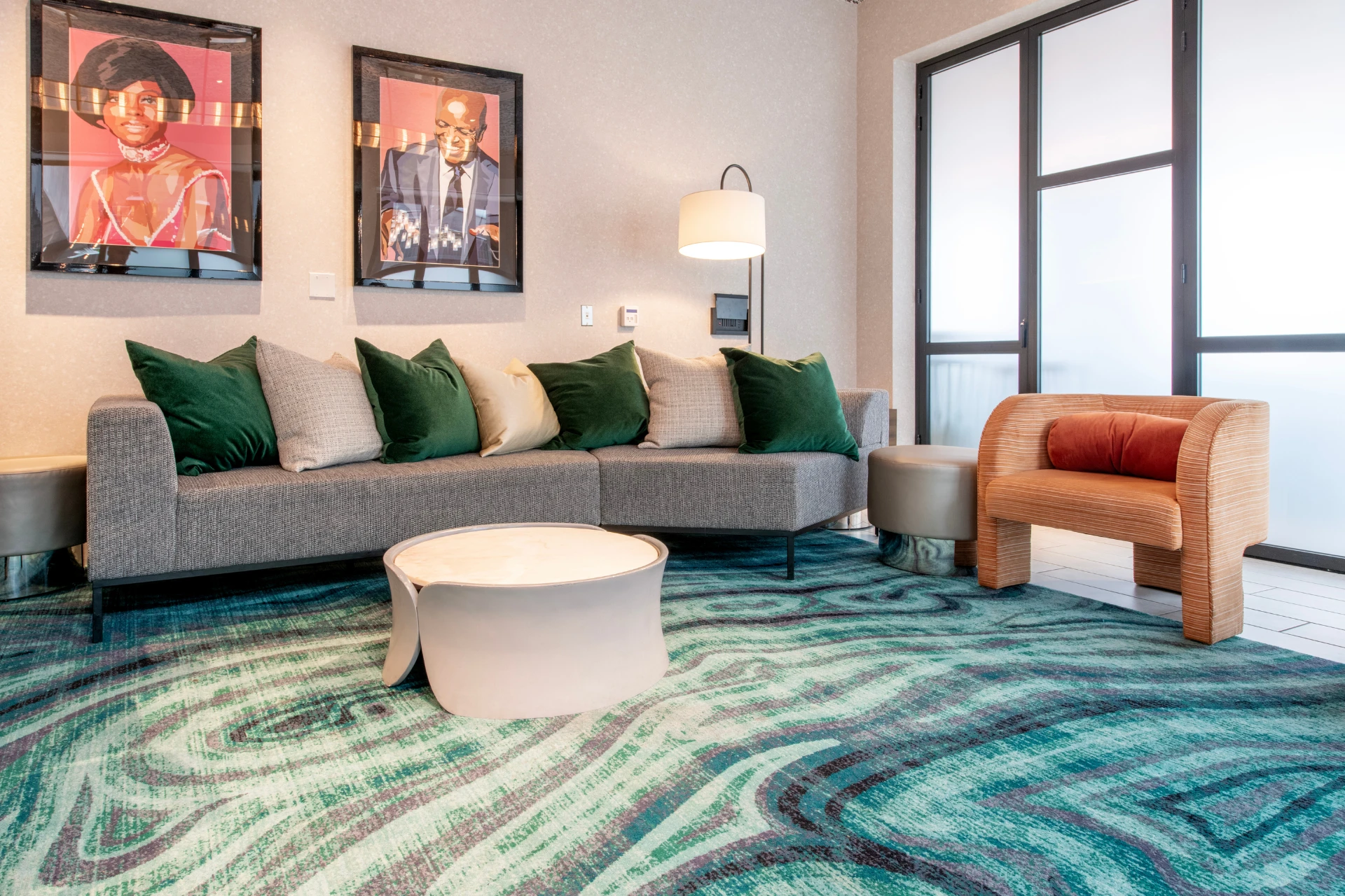 Custom carpets by Ulster Carpets for The Godfrey, Detriot.