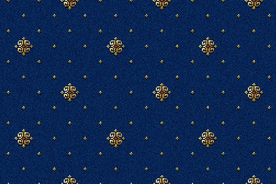 A swatch of Ulster Carpets Athenia Royal Blue Motif