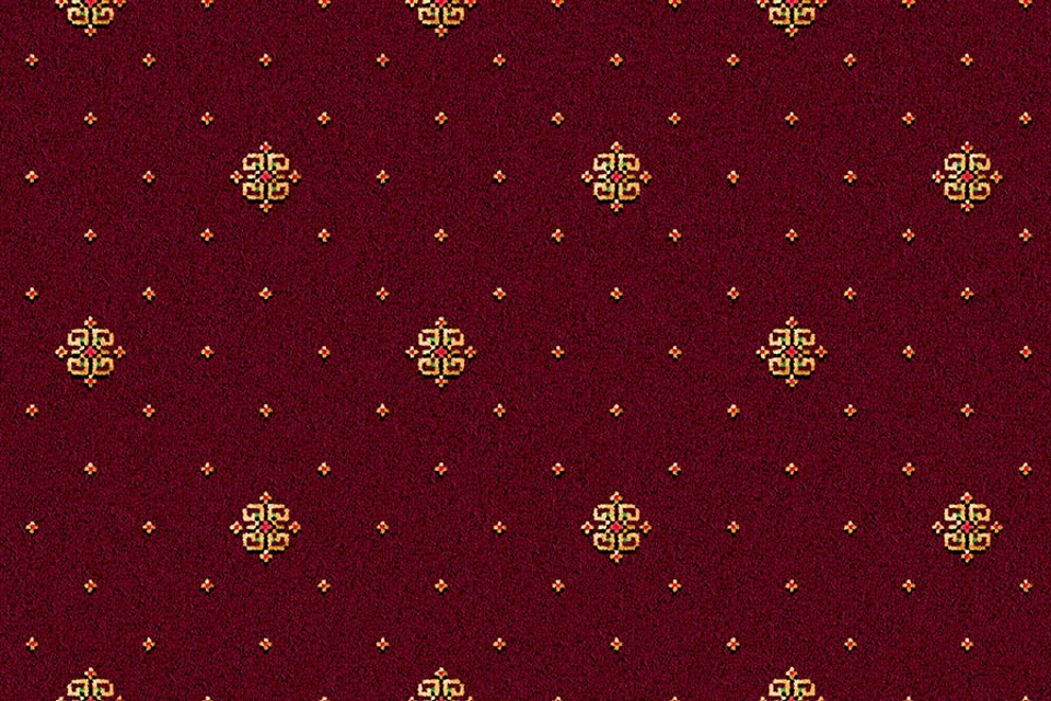 A swatch of an Athenia Wine Motif from Ulster Carpets