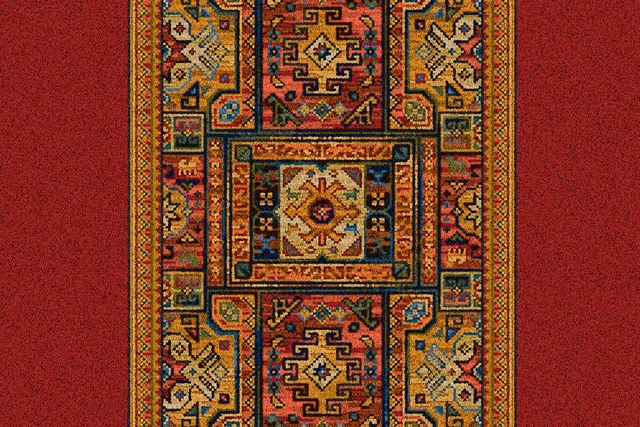 A swatch of a Glenavy Ethic Panel Rust Runner from Ulster Carpets