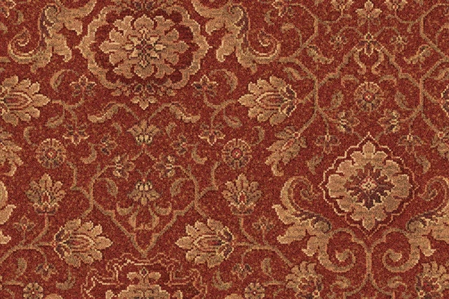 A swatch of Anatolia Shirvan Petra Red from Ulster Carpets