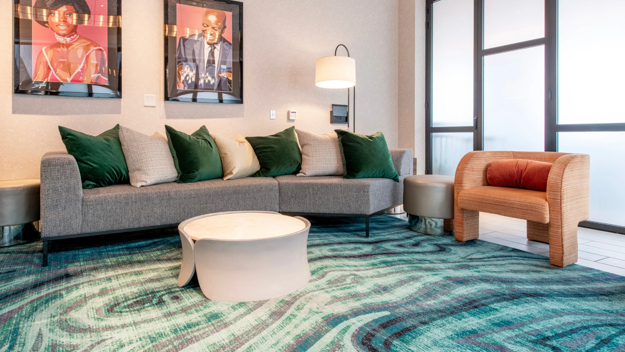 Custom carpets by Ulster Carpets for The Godfrey, Detroit.