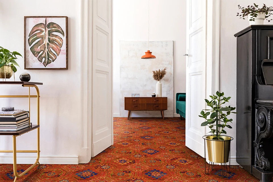 An example of Glenavy Red Persian from Ulster Carpets in a modern home setting 