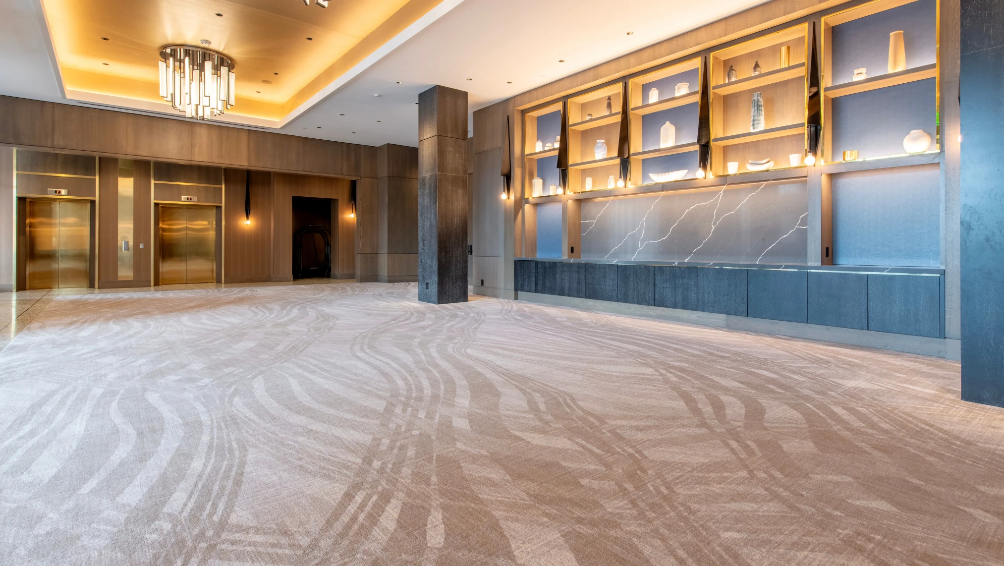 Custom carpets by Ulster Carpets for The Godfrey, Detroit.
