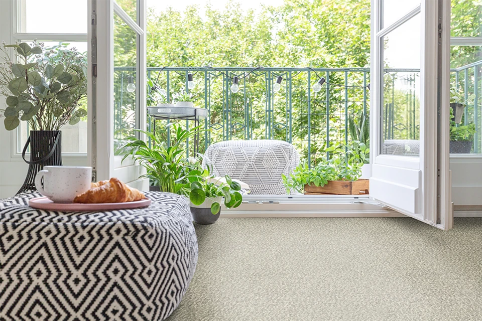 An example of Natural Choice Textures Swaledale from Ulster Carpets in a home setting. 