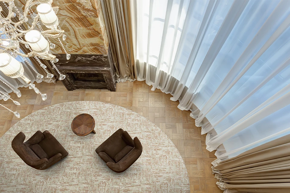 An example of Natura Moso Tansu rug from Ulster Carpets in a modern room setting