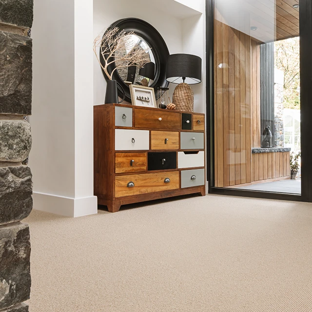 An example of Open Spaces Queenstown Macaroon from Ulster Carpets in a home setting.