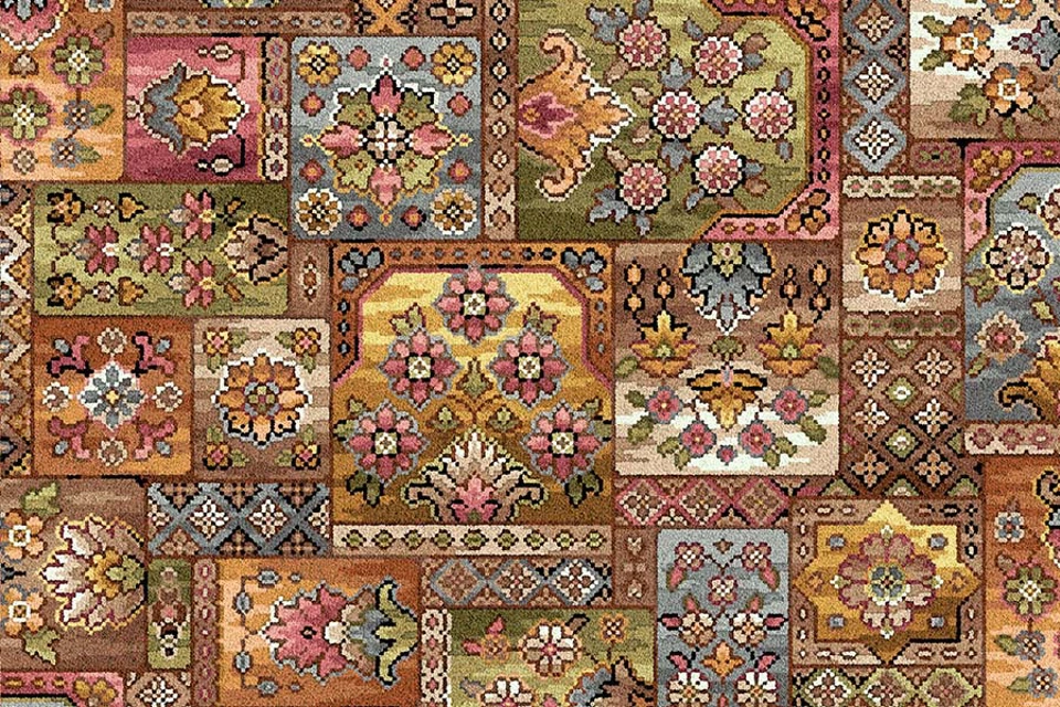 A swatch of Glenavy Persian Garden from Ulster Carpets