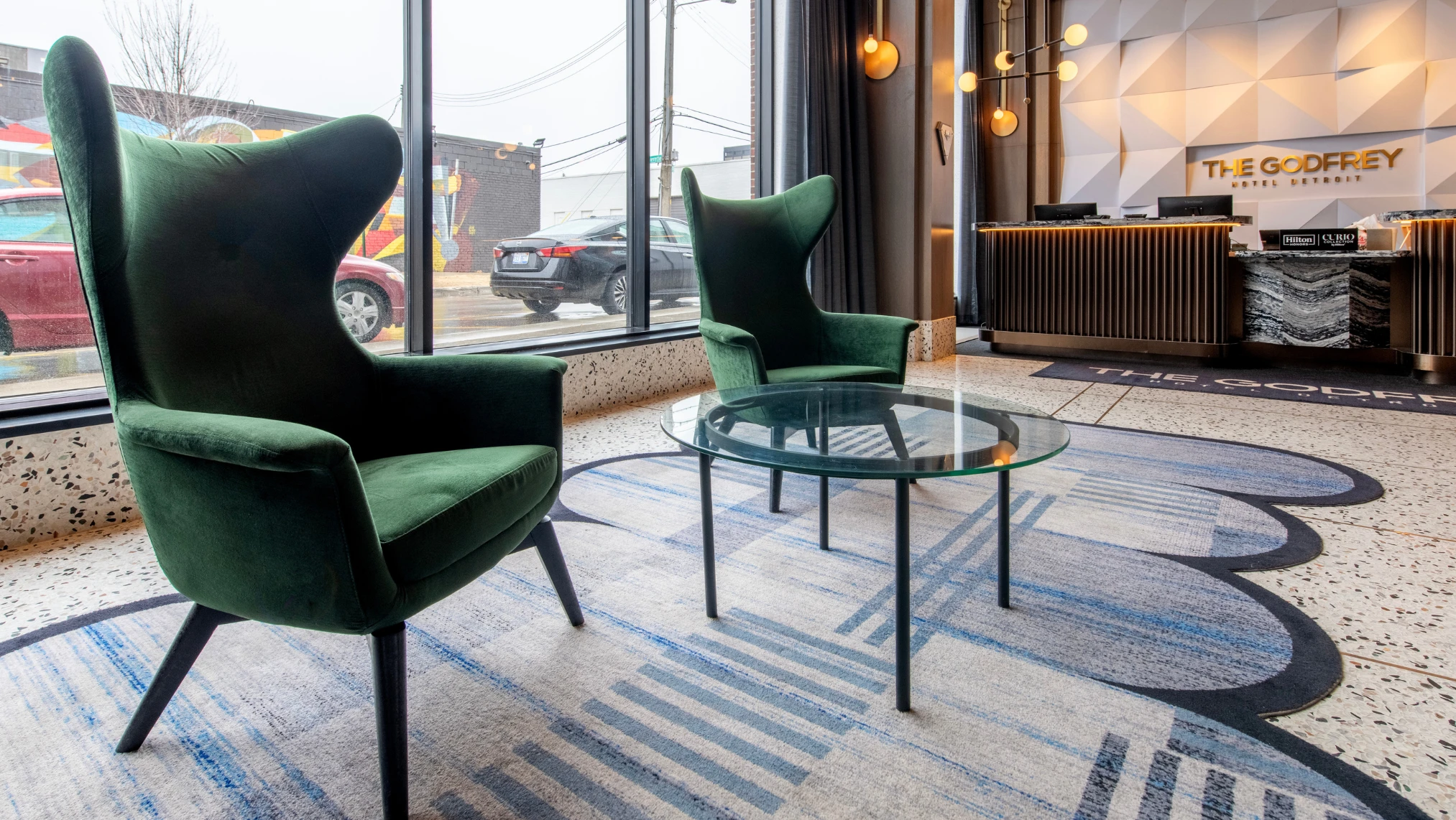 Custom rugs by Ulster Carpets for The Godfrey, Detroit.