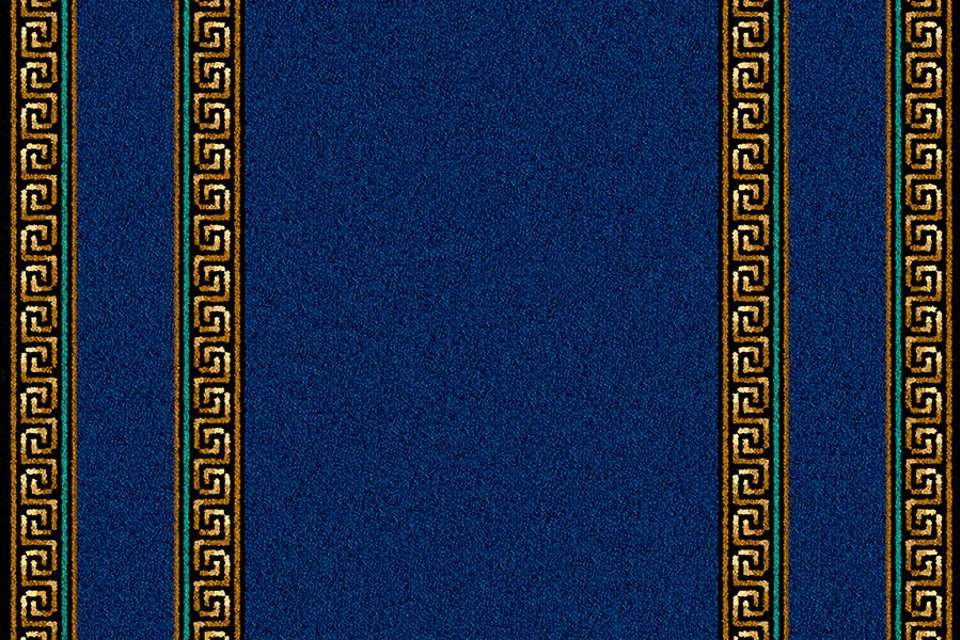 A swatch of an Athenia Royal Blue Runner from Ulster Carpets