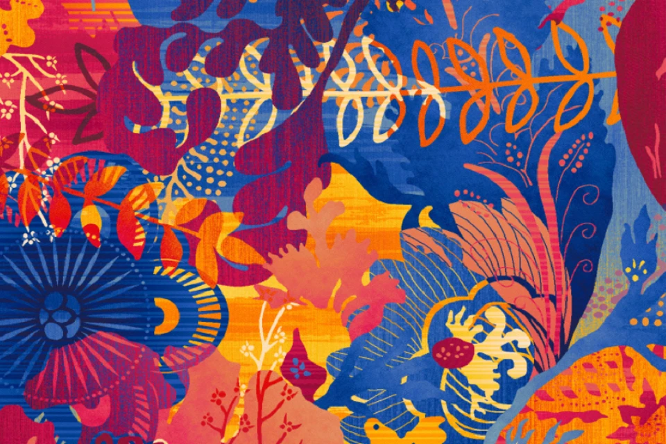 A swatch from the Frida Kahlo Designers' Edit Collection from Ulster Carpets.