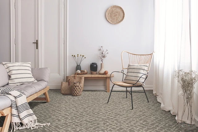 An example of Natural Choice Axminster Rattan from Ulster Carpets in a home setting