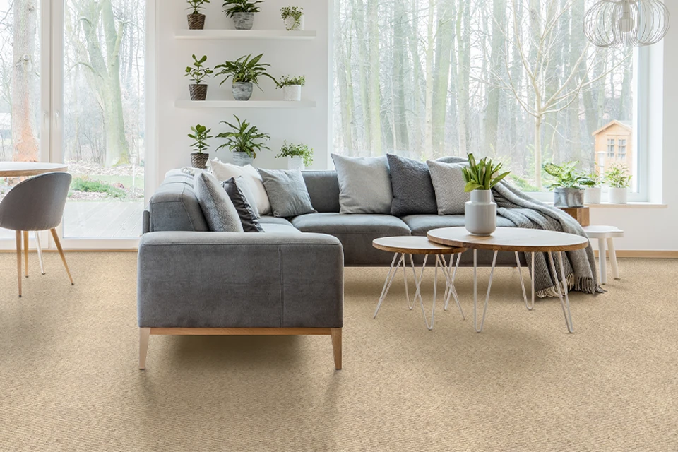 An example of Natural Choice Textures Southdown from Ulster Carpets in a home setting.