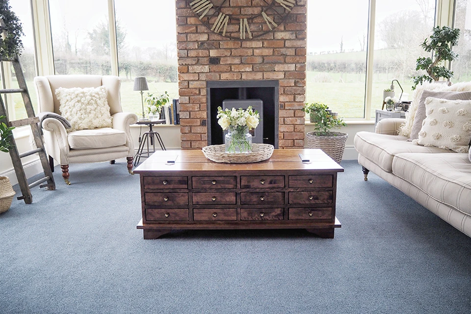 An example of York Wilton Indigo from Ulster Carpets in a home setting