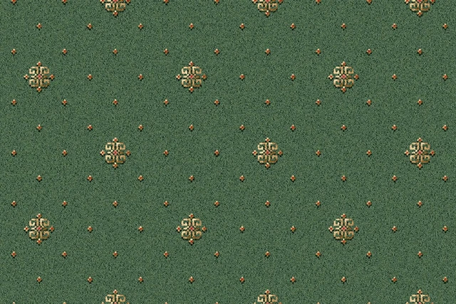 A swatch of Ulster Carpets Athenia Green Motif carpet.