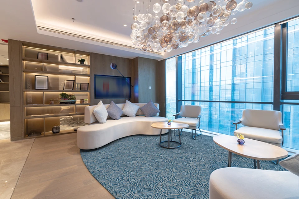 An example of a Natura Nahla Bayou rug from Ulster Carpets in a modern room setting