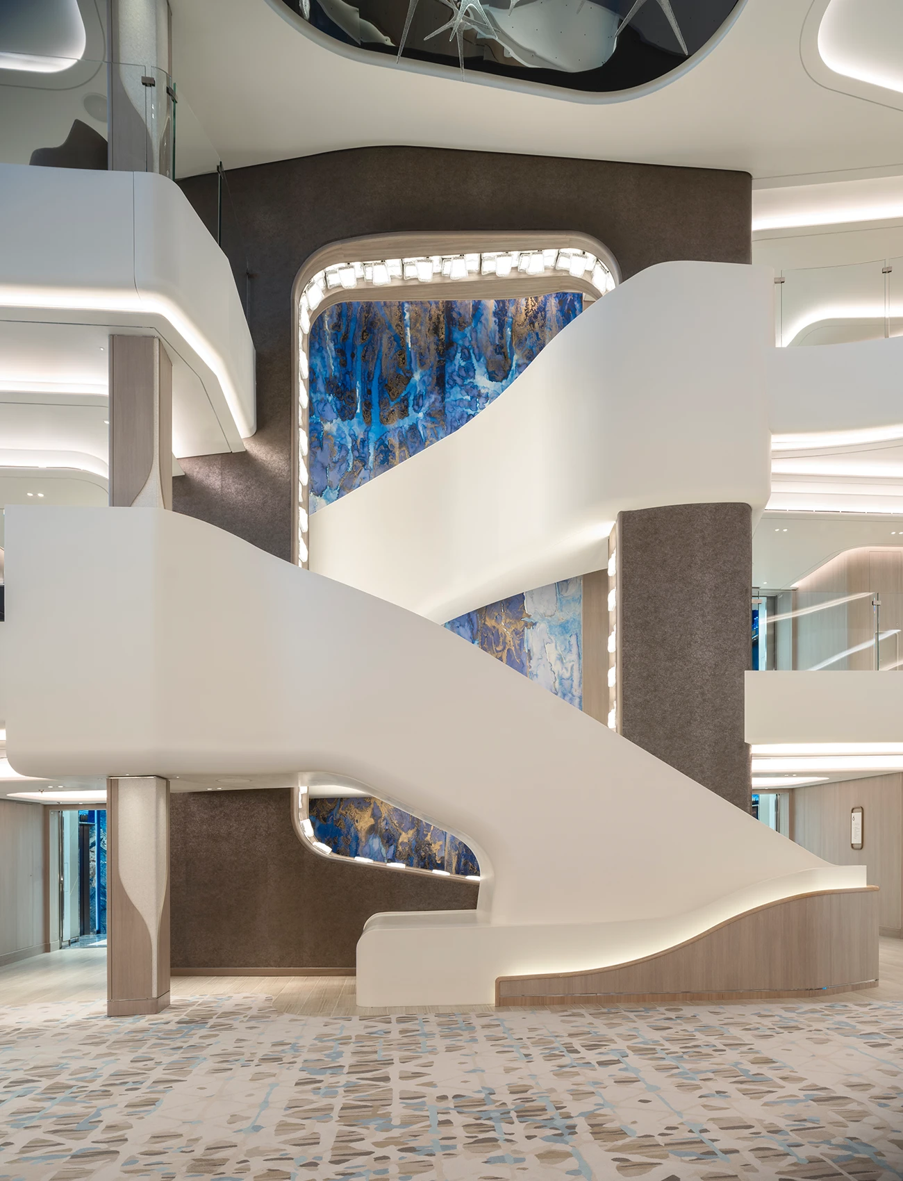 Custom carpets by Ulster Carpets for the Norwegian Prima cruise ship.