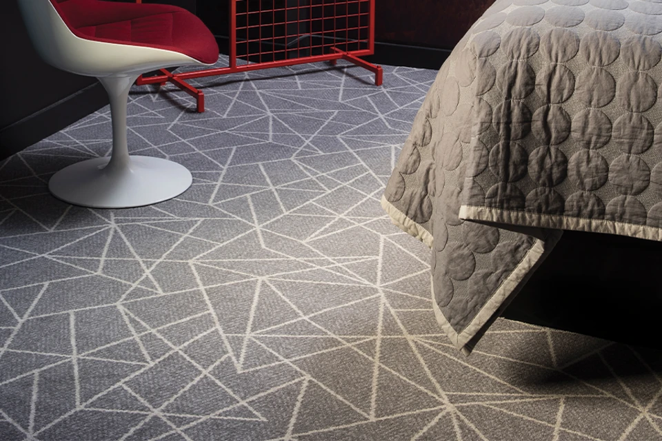 An example of Vescent Linea Zinc from Ulster Carpets in a home setting.