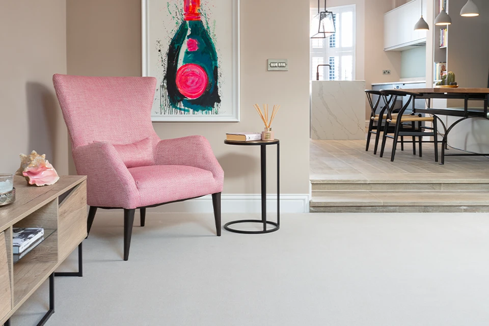 An example of Ulster Velvet Chinchilla from Ulster Carpets in a home setting.