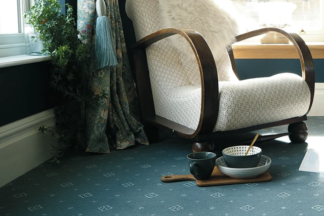 An example of Tazmin Prussian Motif from Ulster Carpets in a home setting