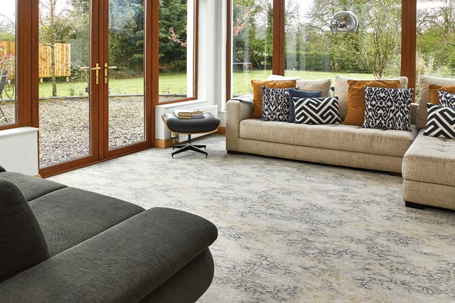 An example of Watercolours  Amulet Seaglass from Ulster Carpets in a modern home setting
