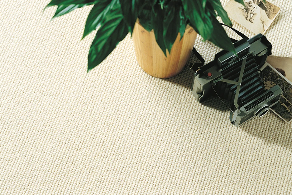 An example of Open Spaces Dubai Snowdrop from Ulster Carpets in a home setting.
