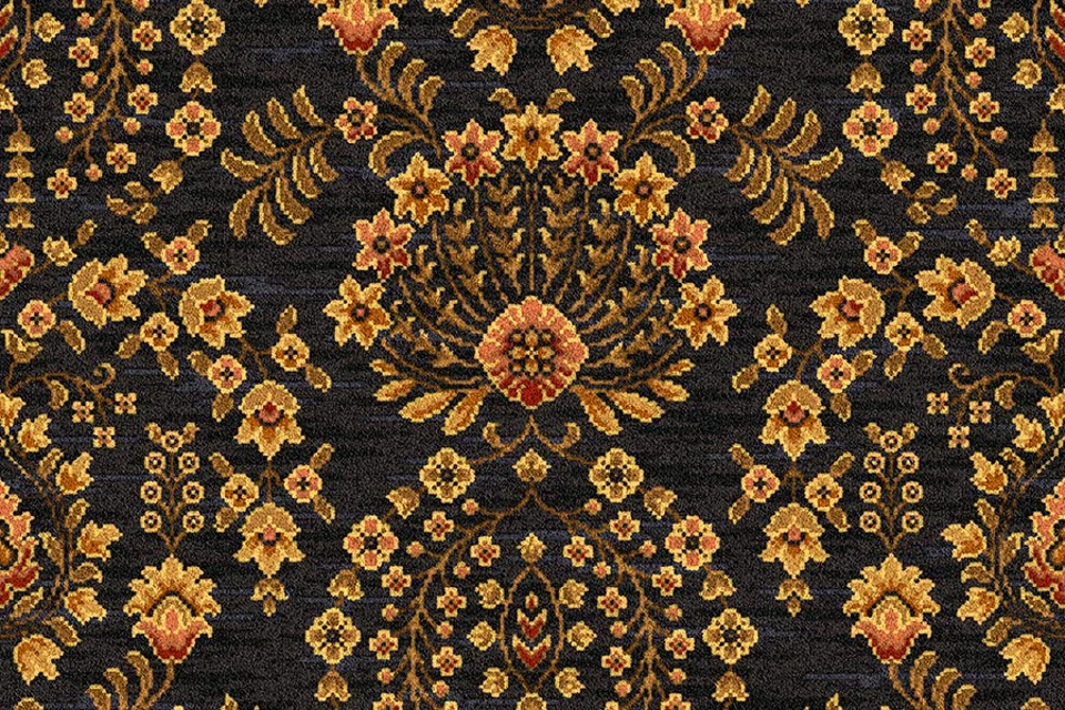 A swatch of Glenmoy Black Sultan from Ulster Carpets