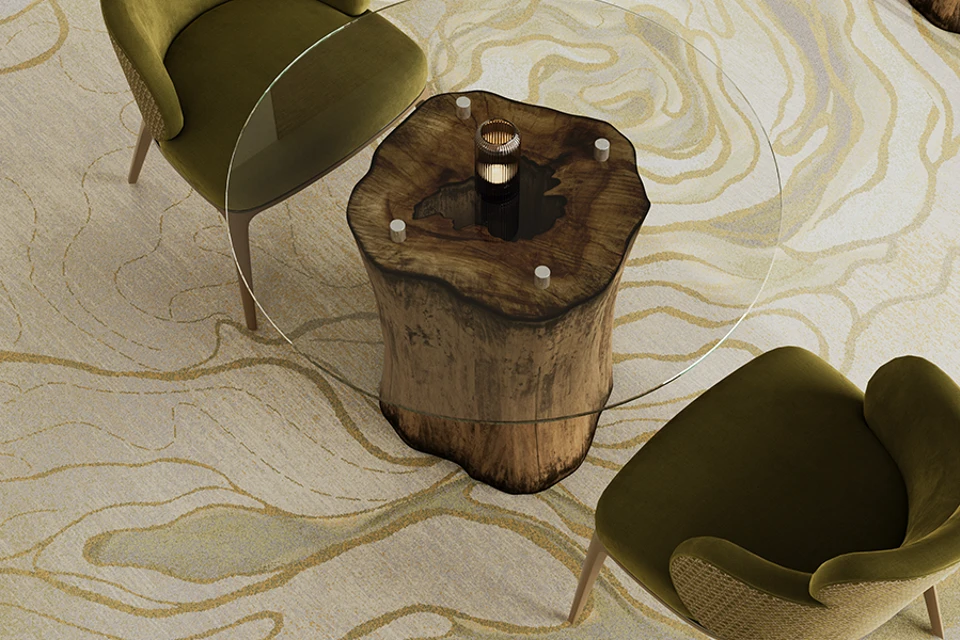 An example of an Organic inspired design in a hotel setting from the Designers' Edit Organic Collection by Ulster Carpets.