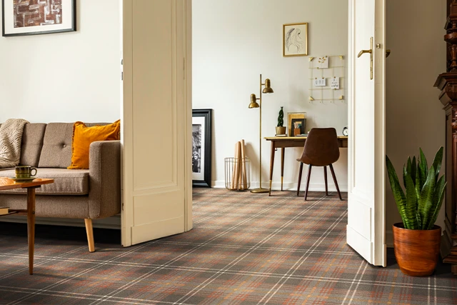 An example of Glenmoy Iona from Ulster Carpets in a modern home setting