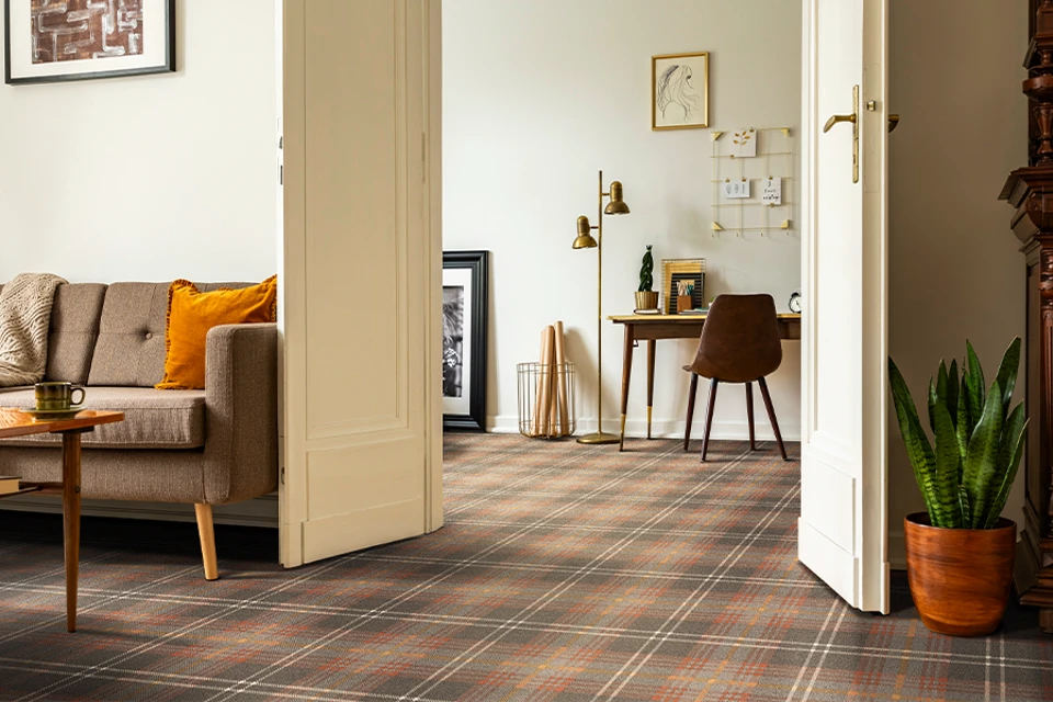 An example of Glenmoy Iona from Ulster Carpets in a modern home setting