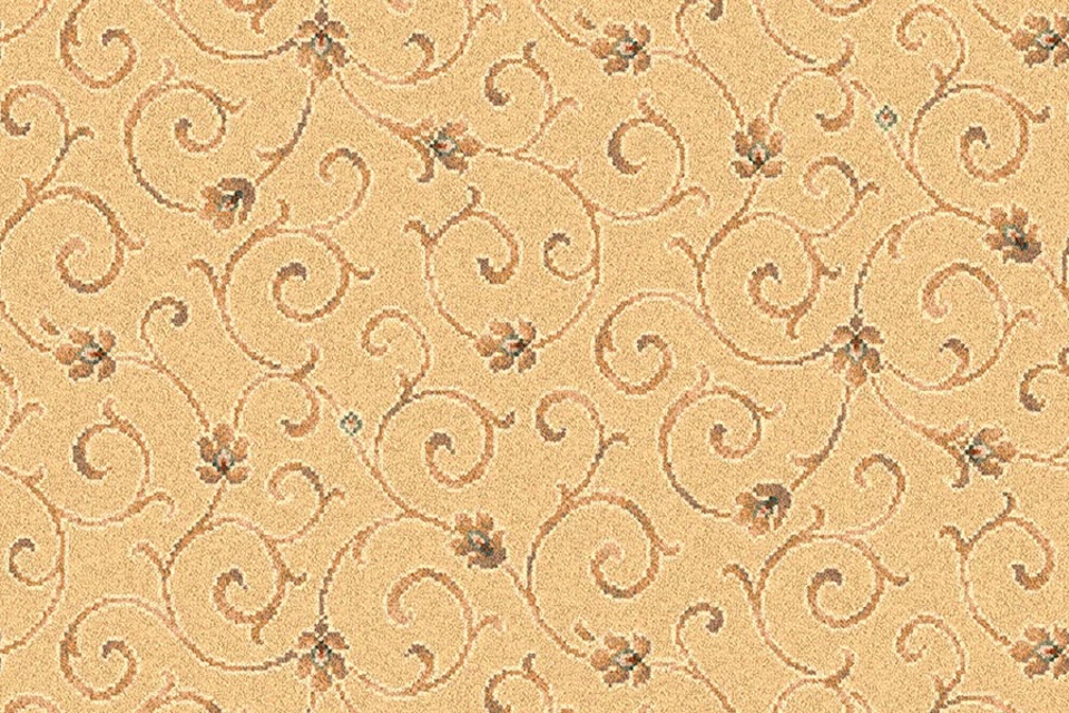 A swatch of Anatolia Scroll Dune from Ulster Carpets