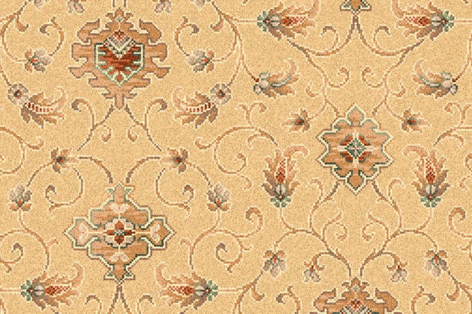 A swatch of Anatolia Medallion Dune from Ulster Carpets