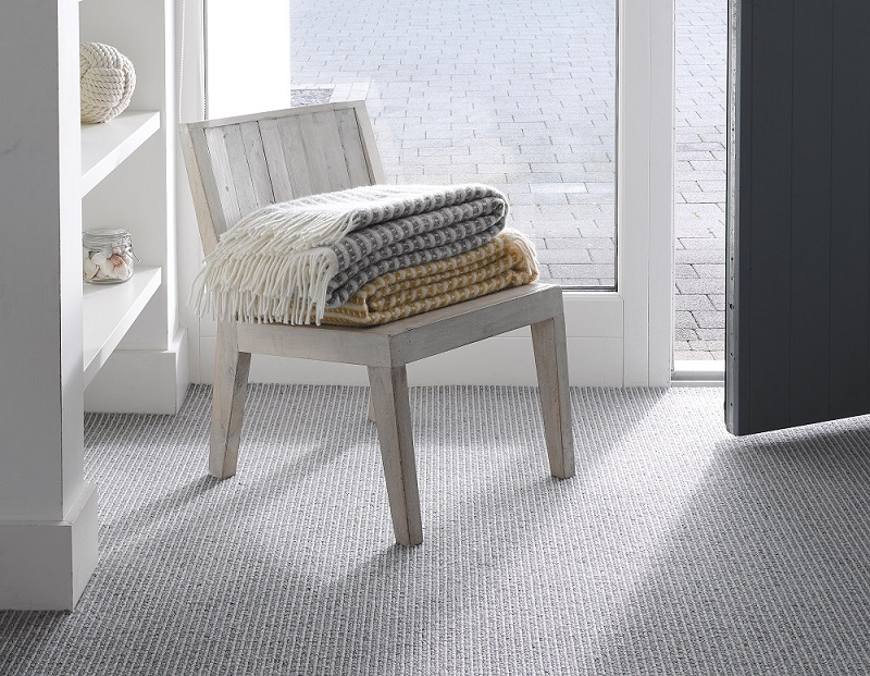 100% wool striped grey loop carpet