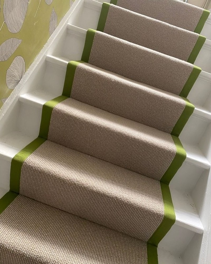 stair runner carpet with green border