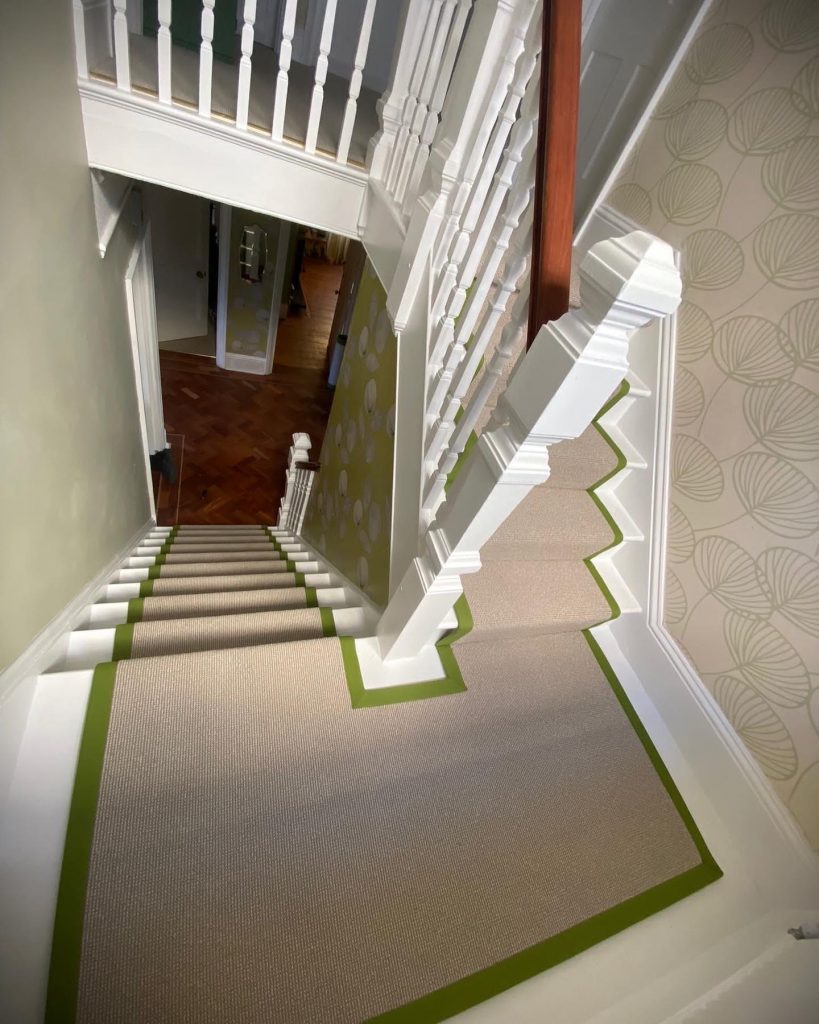 stair runner carpet with green border